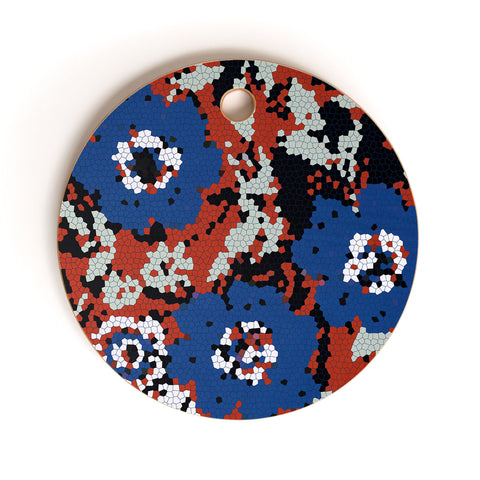 Marta Barragan Camarasa Blue flower stained glass Cutting Board Round
