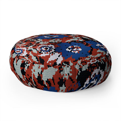 Marta Barragan Camarasa Blue flower stained glass Floor Pillow Round