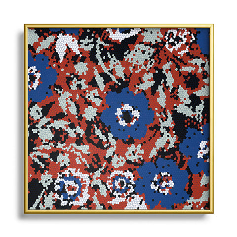 Marta Barragan Camarasa Blue flower stained glass Square Metal Framed Art Print