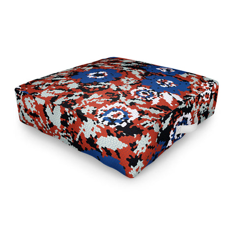 Marta Barragan Camarasa Blue flower stained glass Outdoor Floor Cushion