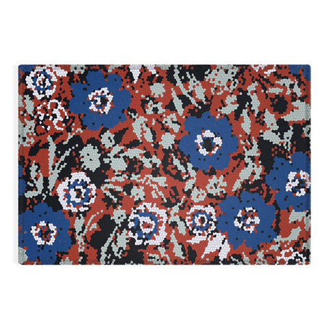 Marta Barragan Camarasa Blue flower stained glass Outdoor Rug