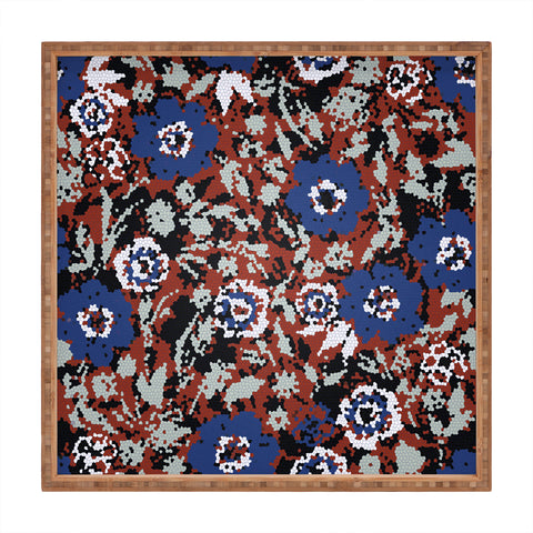 Marta Barragan Camarasa Blue flower stained glass Square Tray