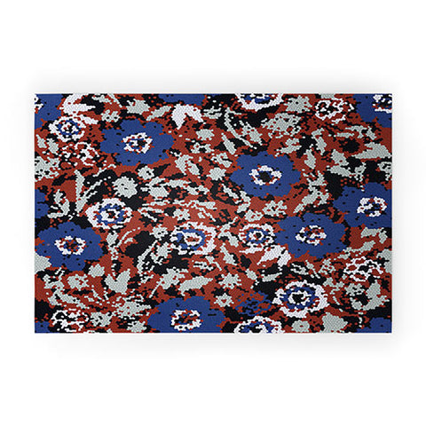 Marta Barragan Camarasa Blue flower stained glass Welcome Mat