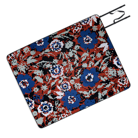 Marta Barragan Camarasa Blue flower stained glass Picnic Blanket