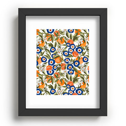 Marta Barragan Camarasa Blue flowers on orange B Recessed Framing Rectangle