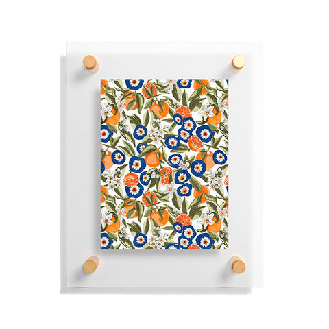 Marta Barragan Camarasa Blue flowers on orange B Floating Acrylic Print