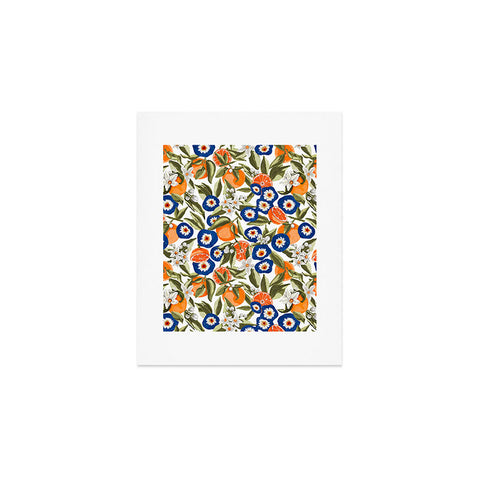 Marta Barragan Camarasa Blue flowers on orange B Art Print