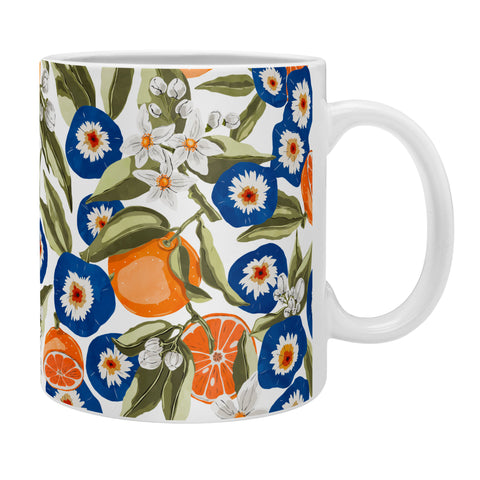 Marta Barragan Camarasa Blue flowers on orange B Coffee Mug