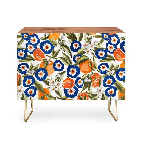 Marta Barragan Camarasa Blue flowers on orange B Credenza
