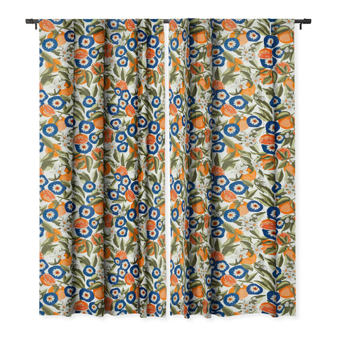 Marta Barragan Camarasa Blue flowers on orange B Blackout Non Repeat