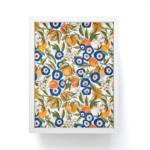 Marta Barragan Camarasa Blue flowers on orange B Framed Mini Art Print