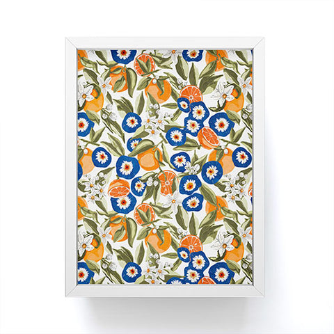 Marta Barragan Camarasa Blue flowers on orange B Framed Mini Art Print
