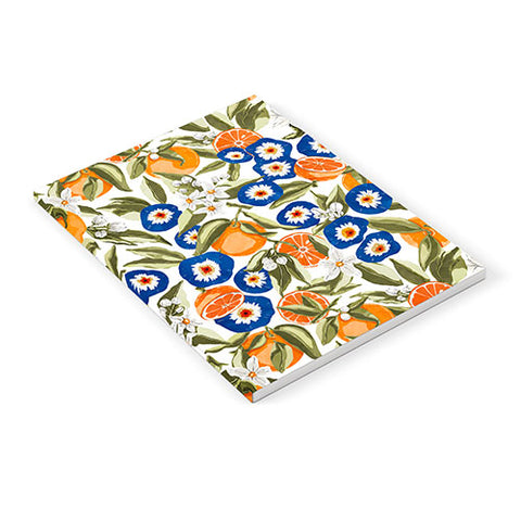 Marta Barragan Camarasa Blue flowers on orange B Notebook