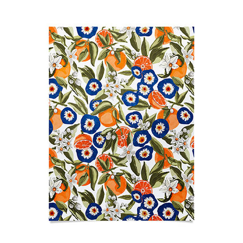 Marta Barragan Camarasa Blue flowers on orange B Poster