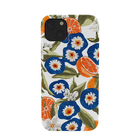 Marta Barragan Camarasa Blue flowers on orange B Phone Case