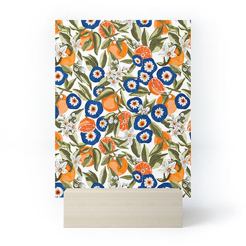 Marta Barragan Camarasa Blue flowers on orange B Mini Art Print