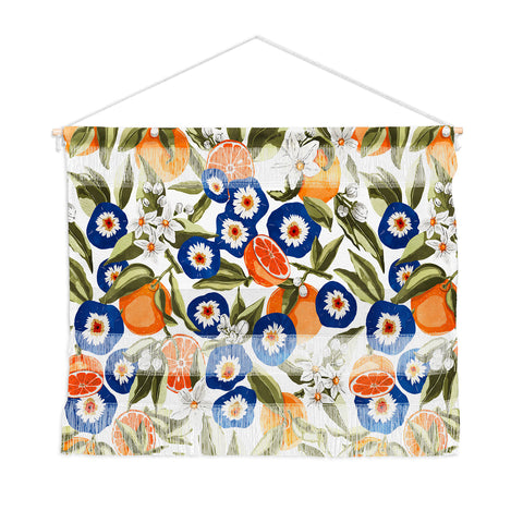 Marta Barragan Camarasa Blue flowers on orange B Wall Hanging Landscape