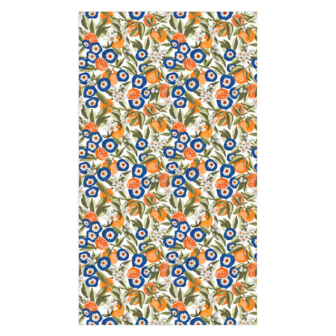 Marta Barragan Camarasa Blue flowers on orange B Tablecloth