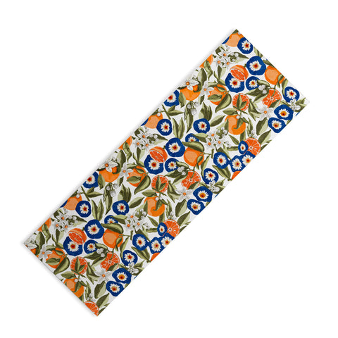 Marta Barragan Camarasa Blue flowers on orange B Yoga Mat
