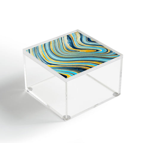 Marta Barragan Camarasa Blue marbled waves Acrylic Box