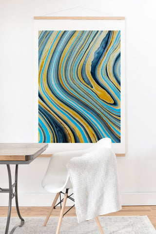 Marta Barragan Camarasa Blue marbled waves Art Print And Hanger