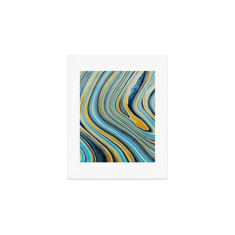 Marta Barragan Camarasa Blue marbled waves Art Print