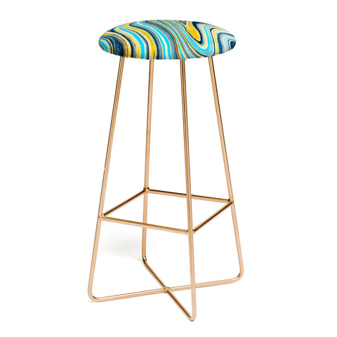Marta Barragan Camarasa Blue marbled waves Bar Stool