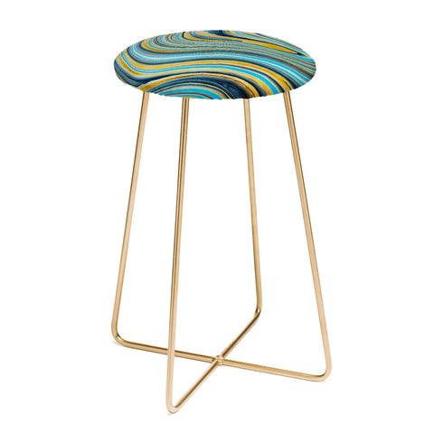 Marta Barragan Camarasa Blue marbled waves Counter Stool