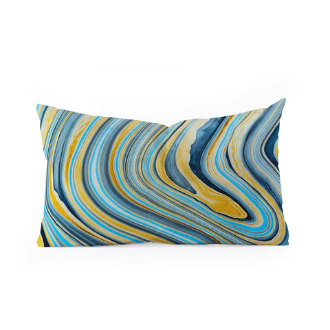 Marta Barragan Camarasa Blue marbled waves Oblong Throw Pillow