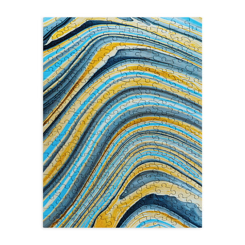 Marta Barragan Camarasa Blue marbled waves Puzzle