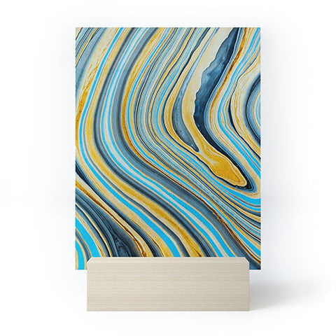 Marta Barragan Camarasa Blue marbled waves Mini Art Print