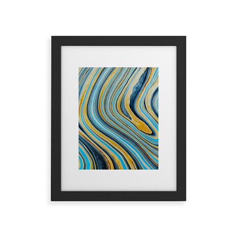 Marta Barragan Camarasa Blue marbled waves Framed Art Print