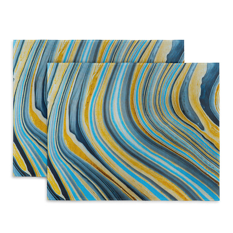 Marta Barragan Camarasa Blue marbled waves Placemat