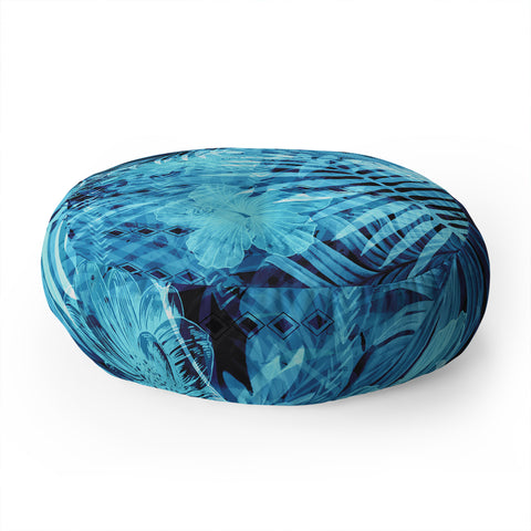 Marta Barragan Camarasa Blue tropical jungle Floor Pillow Round