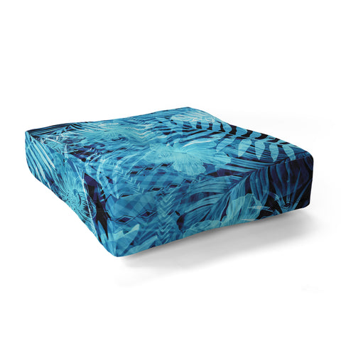 Marta Barragan Camarasa Blue tropical jungle Floor Pillow Square