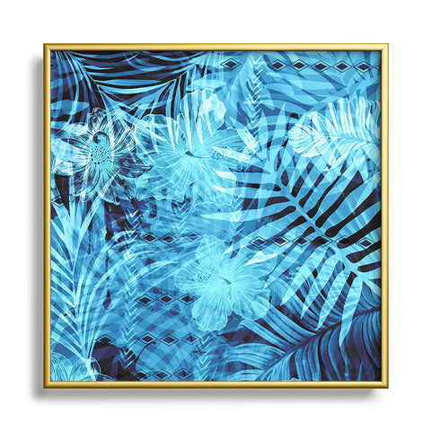 Marta Barragan Camarasa Blue tropical jungle Square Metal Framed Art Print