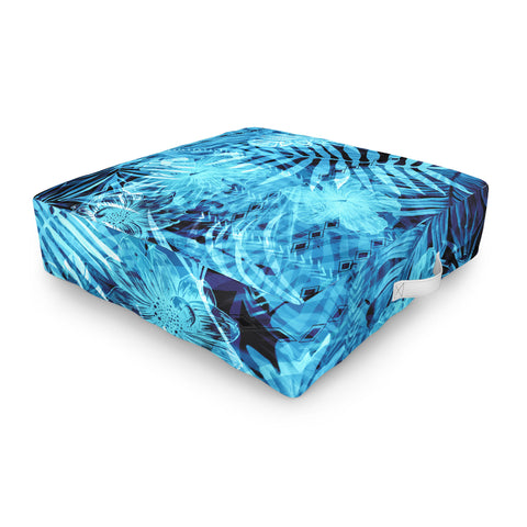 Marta Barragan Camarasa Blue tropical jungle Outdoor Floor Cushion