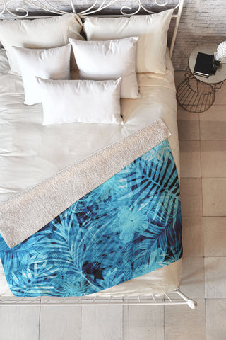 Marta Barragan Camarasa Blue tropical jungle Fleece Throw Blanket