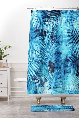 Marta Barragan Camarasa Blue tropical jungle Shower Curtain And Mat