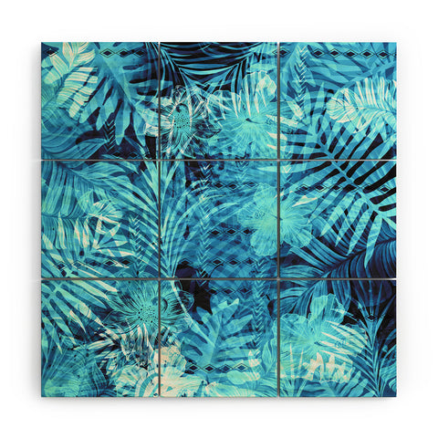 Marta Barragan Camarasa Blue tropical jungle Wood Wall Mural