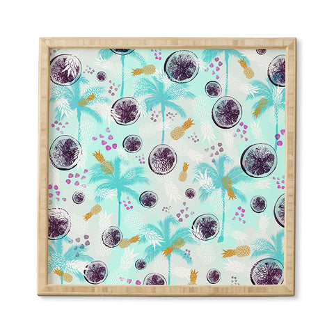 Marta Barragan Camarasa Blue tropical pattern with fruits Framed Wall Art