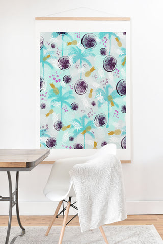 Marta Barragan Camarasa Blue tropical pattern with fruits Art Print And Hanger
