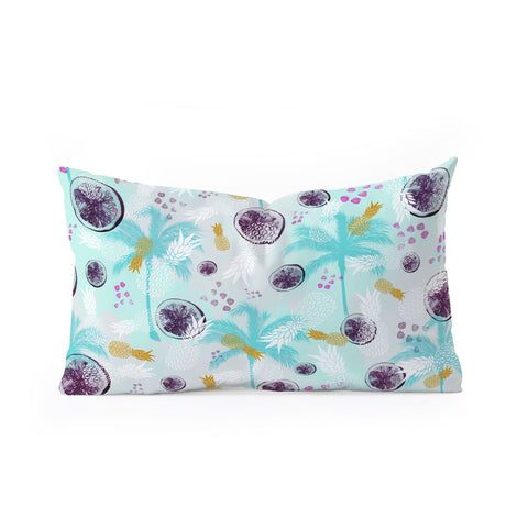Marta Barragan Camarasa Blue tropical pattern with fruits Oblong Throw Pillow