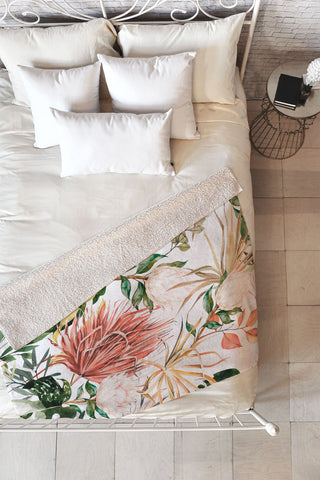 Marta Barragan Camarasa Bohem tropical bloom 003 Fleece Throw Blanket