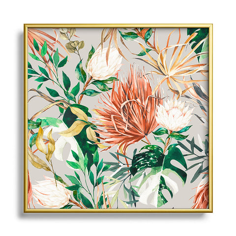 Marta Barragan Camarasa Bohem tropical bloom Square Metal Framed Art Print