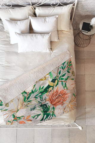 Marta Barragan Camarasa Bohem tropical bloom Fleece Throw Blanket