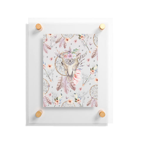 Marta Barragan Camarasa Bohemian dreamcatcher and skull floral Floating Acrylic Print