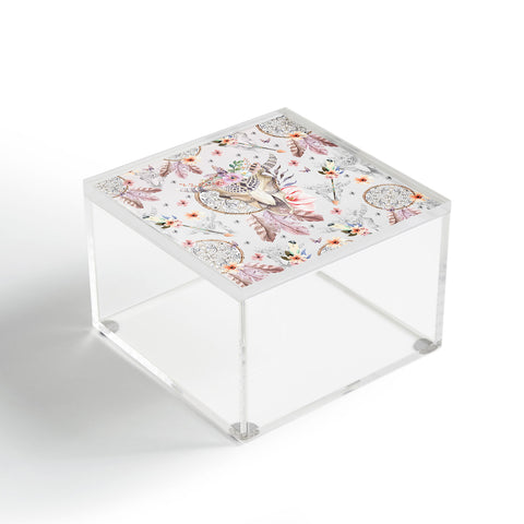 Marta Barragan Camarasa Bohemian dreamcatcher and skull floral Acrylic Box