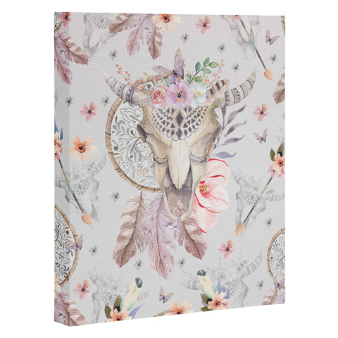 Marta Barragan Camarasa Bohemian dreamcatcher and skull floral Art Canvas