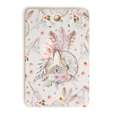 Marta Barragan Camarasa Bohemian dreamcatcher and skull floral Cutting Board Rectangle